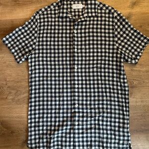 Onia Dark Blue and White Checkered Men's Shirt